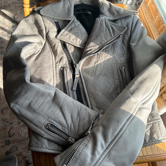 2008 BALENCIAGA LEATHER MOTO JACKET in Light Grey, size 38 - Picture 12 of 16